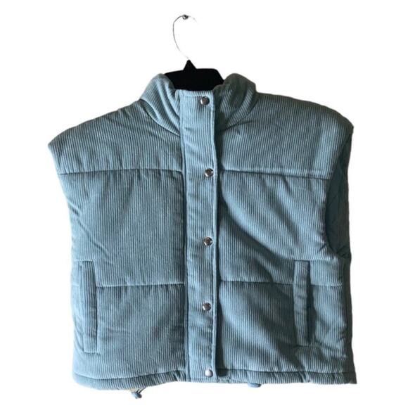 Say What Corduroy Puffer Vest Womens XL Full Zip Snap Mock Neck Sleeveless NWT - Picture 3 of 11